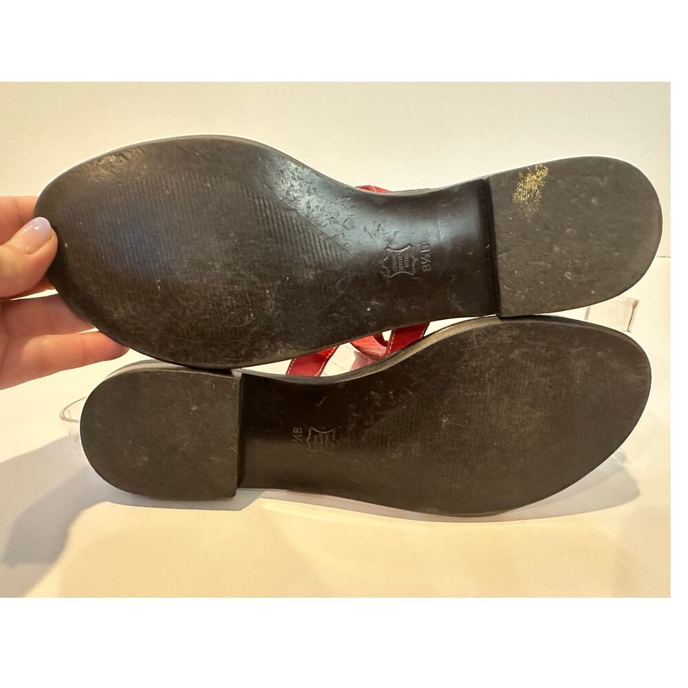 Talbots Leather T-Strap Flat Sandals Women’s 8.5B Red Classic Comfort Sandals - Picture 7 of 12